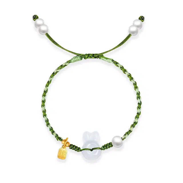 饰伴 清冷系转运平安喜乐 如意平安扣优雅小众国风手工编织手绳 琉璃 手链 男女同款情侣款