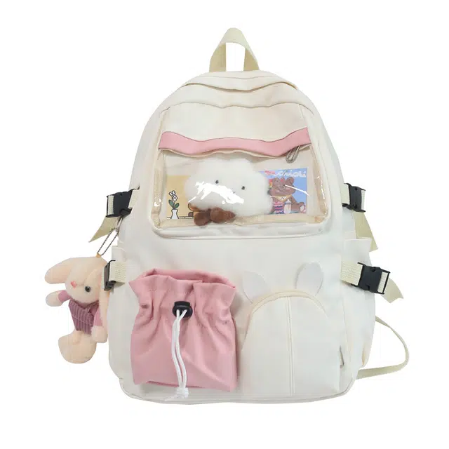 尊梵 唯美小清新时尚街头潮流 尼龙 双肩包 女款 白色/黑色/粉色/蓝色