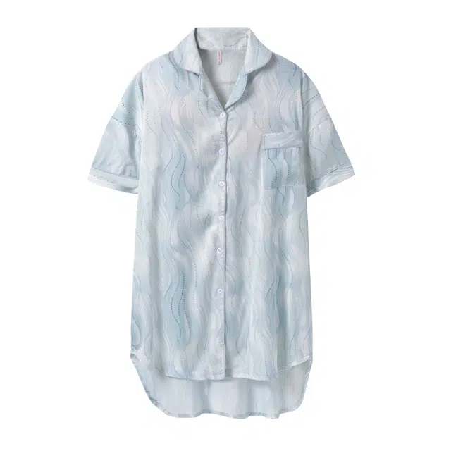 欧诗帛 带胸垫甜美凉感短袖睡裙 女款 浅蓝色