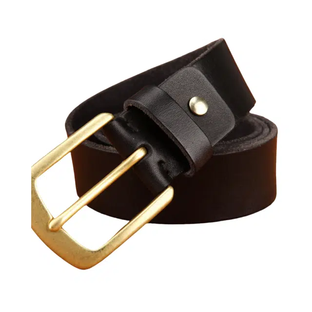 帝企鹅 商务铜针扣头层牛皮洗水腰带复古漆面裤带 皮带 男款