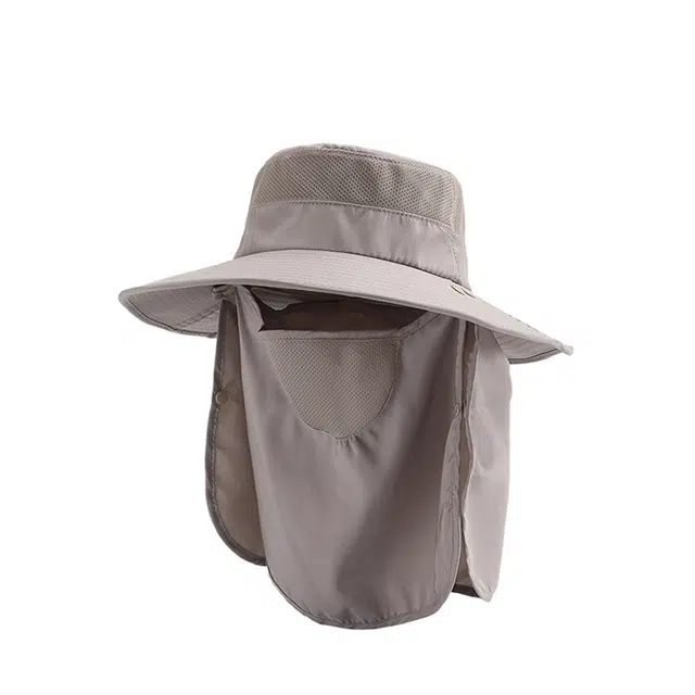 浪莎 功能型防晒帽透气遮脸护颈夏季防紫外线户外出游钓鱼登山遮阳帽 涤纶 渔夫帽 男女同款情侣款