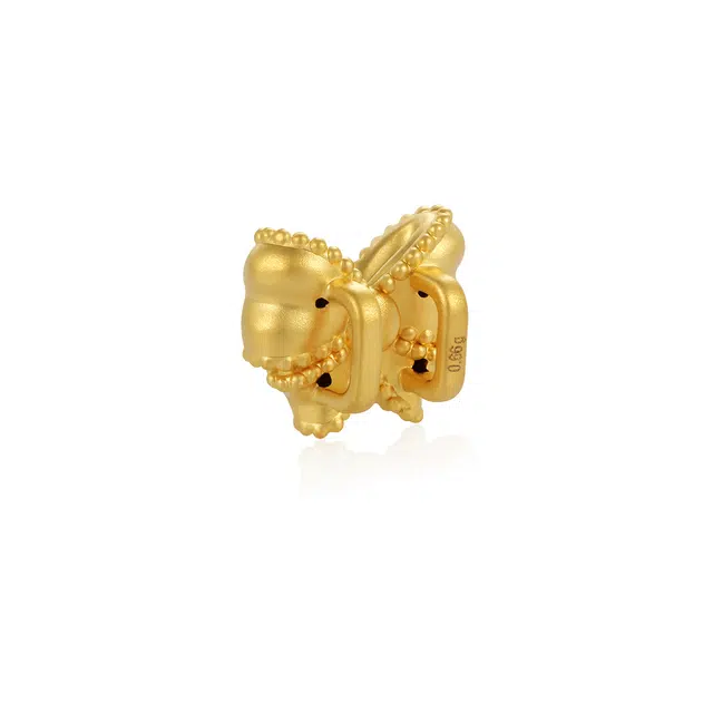 潮小金 俏皮蝴蝶结镶钻串珠 足金 一口价 黄金吊坠 女款