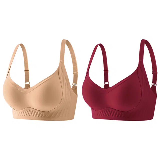 莫代尔 无痕聚拢亲肤透气吸湿排汗软支撑收副乳文胸 女款 组合装
