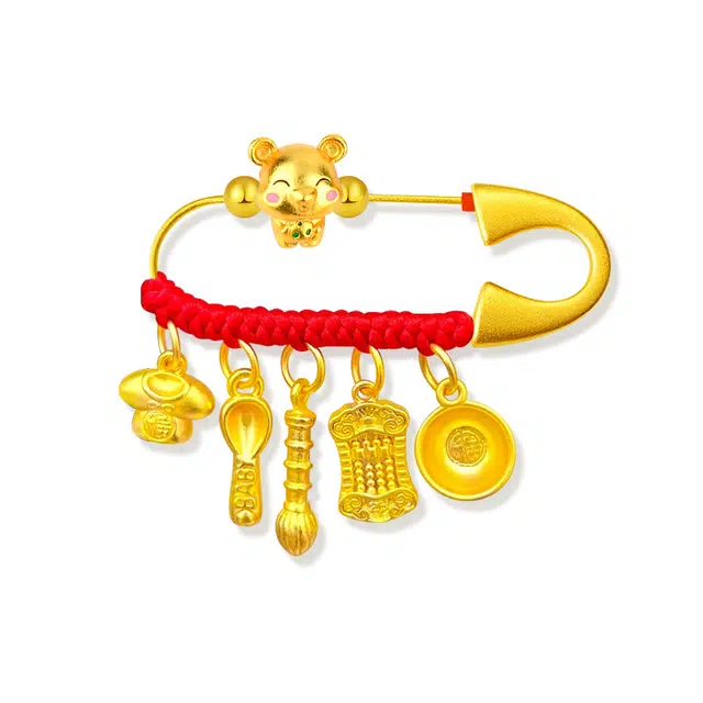 谧月珠宝 十二生肖防护系列 国潮新中式轻奢高级小众 婴儿别针压惊龙蛇宝宝安胎护身符外出安全平安挂件 合金 胸针 男女同款情侣款