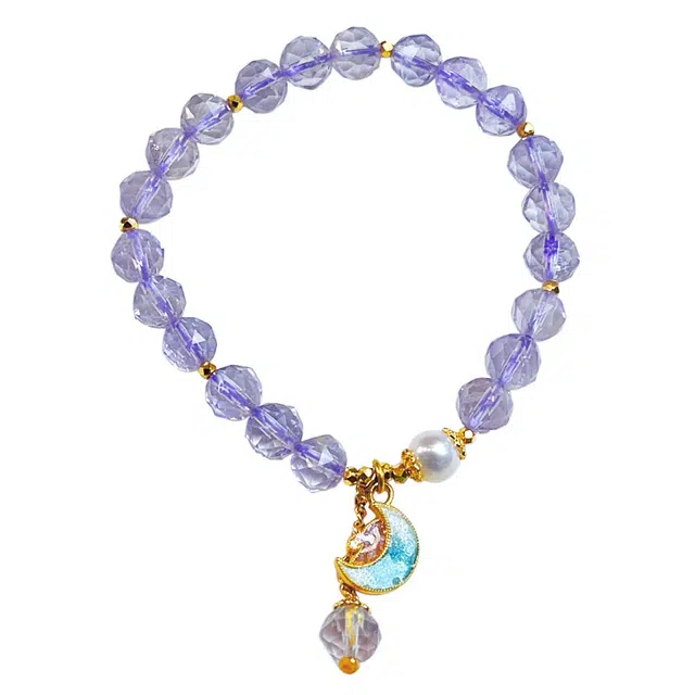 倾爱 多巴胺 不规则紫色 水晶 玉石手串 女款