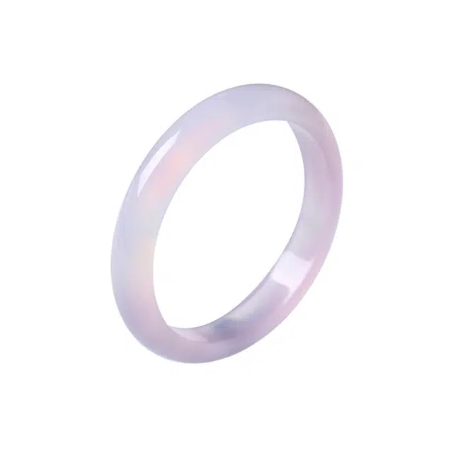 周百福 紫罗兰简约精致甜美森系素雅复古民族风莹润冰透芋泥啵啵叠戴手饰 玉髓 玉石手镯 女款