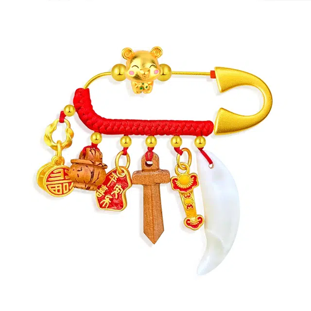 谧月珠宝 十二生肖防护系列 新中式小众设计 平安孕妇别针龙蛇宝宝防惊吓外出挂件孕妈出门平安婴儿压惊 胸针 男女同款情侣款