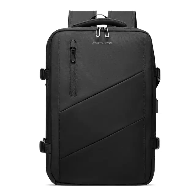 真维斯 时尚百搭潮流商务简约大容量学生通勤旅行多功能便携可扩容耐磨防泼水 牛津纺 双肩包书包背包电脑包 常规 男款 黑色