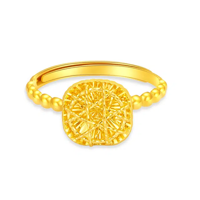 老凤祥 花丝小方糖指环 足金 按克计价 黄金戒指 女款