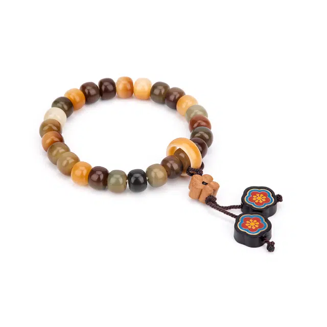 聆听花开 新中式新国风 梅花檀木流苏 复古文艺温柔优雅 转运珠佛珠小众个性创意设计高级感 白玉菩提菩提根 手串 男女同款情侣款