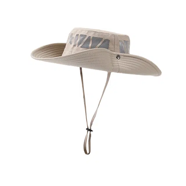 浪莎 大檐网眼透气款户外遮阳防晒大帽檐钓鱼帽子夏季登山太阳帽 涤纶 渔夫帽 男女同款情侣款