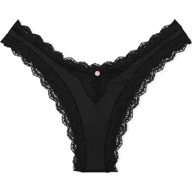 Victoria's Secret DREAM ANGELS Lace-Trim Brazilian Panty Black 1