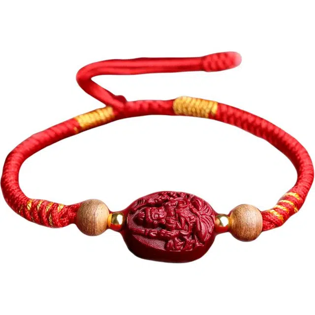 豆蔻时光 新中式十二生肖本命佛高含量文玩 朱砂 玉石手链 男女同款情侣款