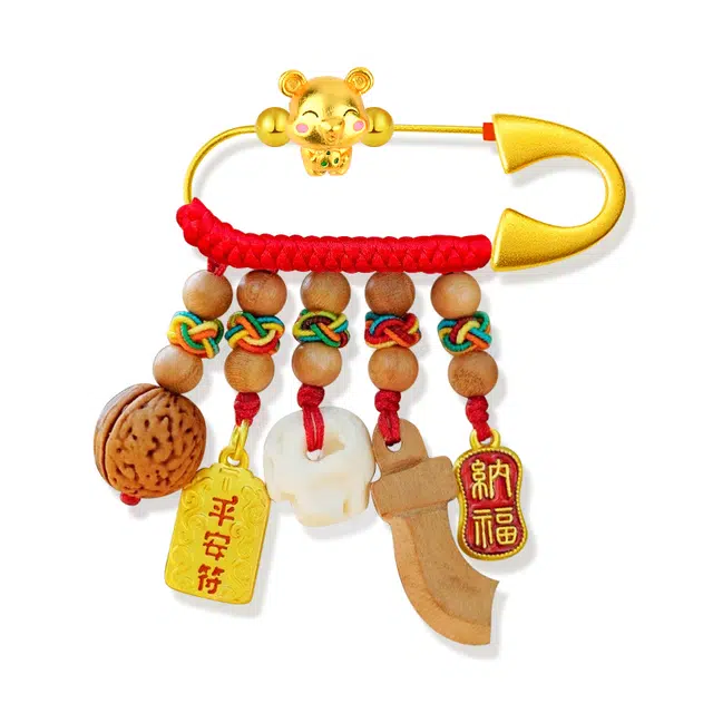 谧月珠宝 十二生肖防护系列 婴儿别针压惊龙蛇本命年宝宝安胎护身符孕妇外出平安新中式国风可爱高级 胸针 男女同款情侣款