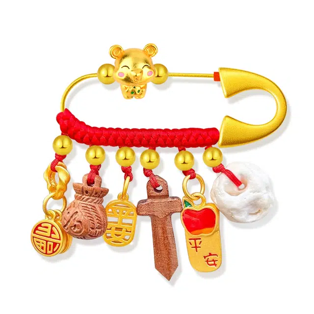 谧月珠宝 十二生肖防护系列 国潮新中式吉祥如意平安纳福可爱个性精致别针龙蛇防惊吓 胸针 儿童款