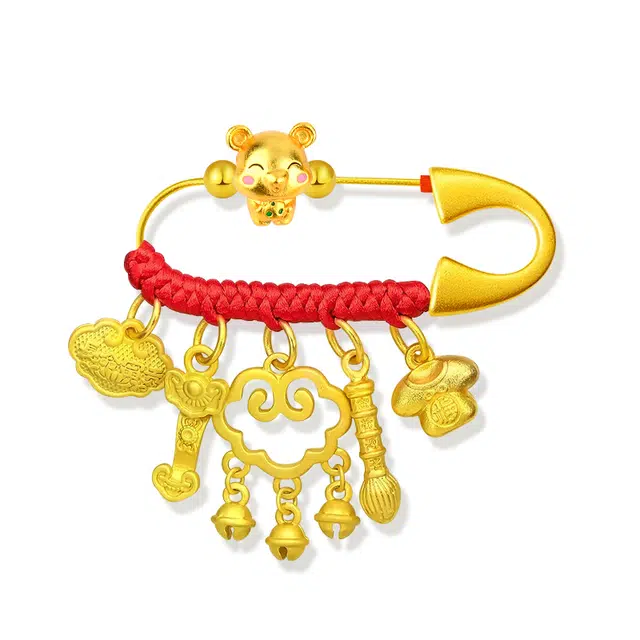 谧月珠宝 十二生肖防护系列 新中式国潮长命富贵满月周岁 平安纳福寓意美好轻奢可爱个性 合金 胸针 儿童款