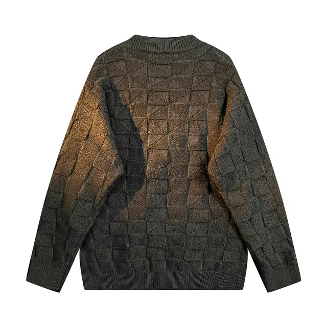 多风格简约宽松纯色格子圆领百搭保暖长袖服饰毛衣 男女同款