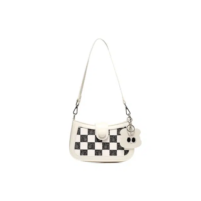 森马 小众质感 合成革 单肩包 男女同款情侣款 米白/黑色/白绿色