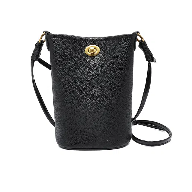 稻草人 简约气质百搭小众质感休闲 聚氯乙烯  手机包单肩斜挎包 女款 子夜黑