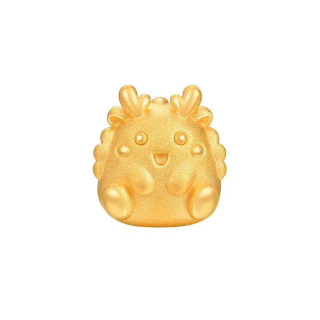 明牌珠宝 生肖龙年开心龙 足金硬金 一口价 黄金吊坠 男女同款情侣款