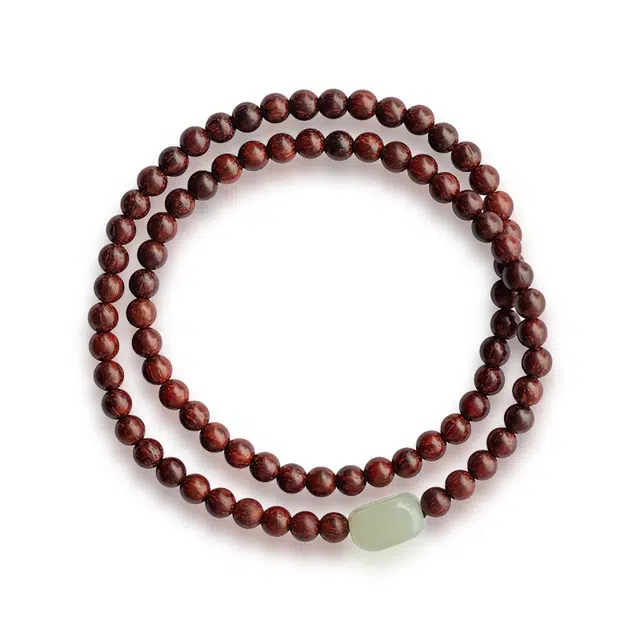 周帝王 财富小圆满翡翠文玩佛珠盘串 国潮风新中式小众招财纳福叠戴双层素圈念珠 送礼盒物 血檀 手串 男女同款情侣款