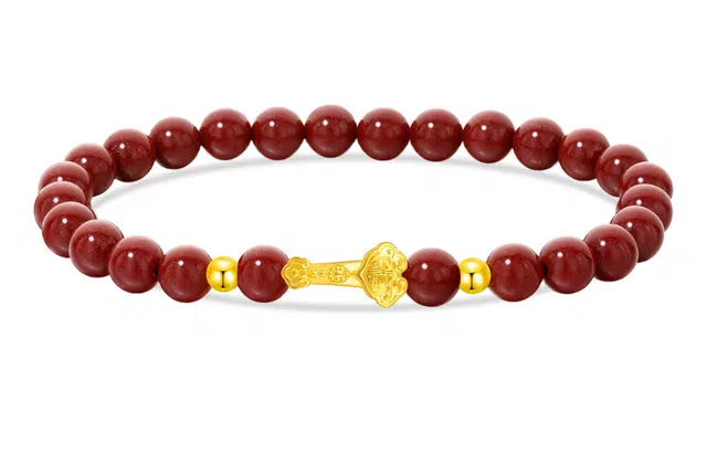 中国珠宝 平安如意 显白 新中式国潮好运连连如意平安复古轻奢精致 足金 一口价 黄金手串 男女同款情侣款