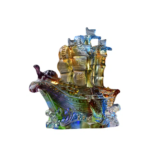 媚之吻 满载而归帆船琉璃摆件 琉璃 开业乔迁礼品办公室酒柜家居饰品 男女同款情侣款