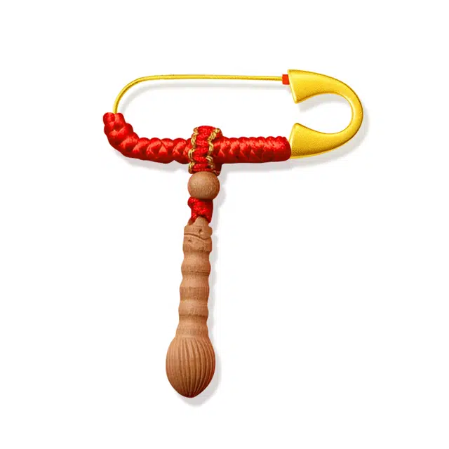 谧月珠宝 桃木文昌笔 宝宝压惊别针婴儿童新生孕妇外出平安挂件护身符 中国风简约小众精致个性平安纳福 胸针 男女同款情侣款