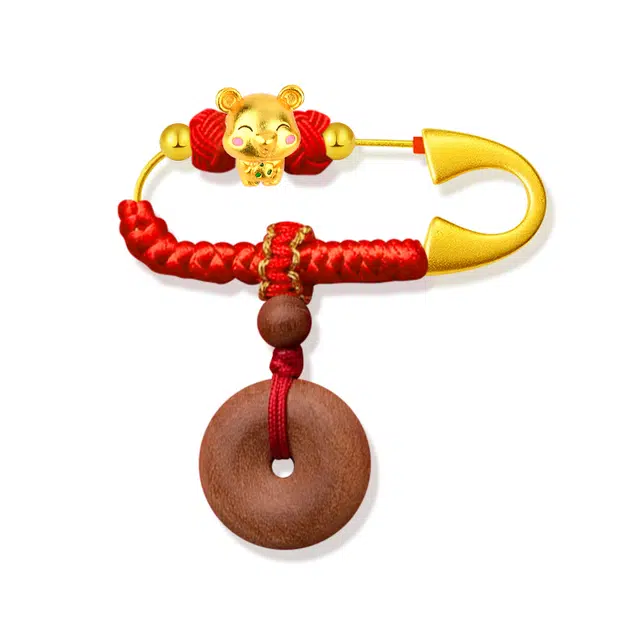 谧月珠宝 十二生肖防护系列 复古小众设计国风平安转运 别针压惊防惊吓出门护平安 桃木 胸针 男女同款情侣款