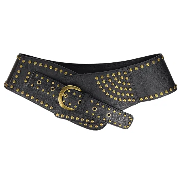 帝企鹅 美式复古腰封大腰带个性西部风宽不规则设计 皮带 女款