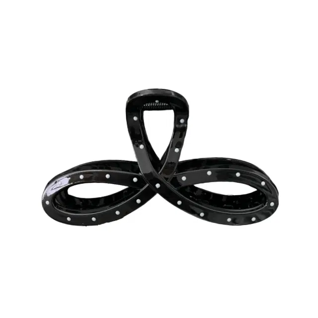 尚先生 法式波点镂空蝴蝶结大号抓夹气质优雅后脑勺鲨鱼夹发夹发卡发抓 头饰 女款