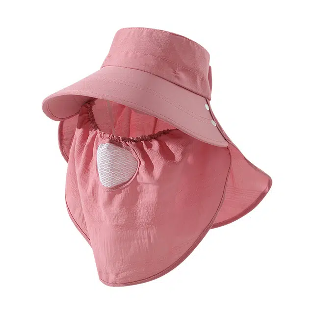 南极人 护颈一体大帽檐夏季成人户外透气脖子遮阳遮脸面罩太阳帽子 聚酯纤维 防晒帽 女款