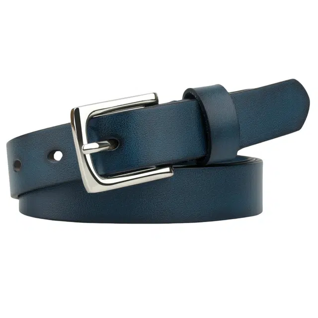 帝企鹅 头层牛皮时尚简约细针扣裤腰带百搭蓝色韩国简约百搭真皮 皮带 女款