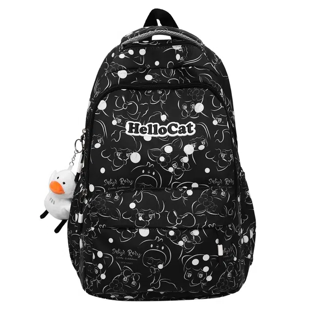 帕克熊 学生牢固耐用简约时尚潮流百搭 尼龙面料 双肩包 常规 男女同款情侣款 黑色/粉色/蓝色/紫色/绿色