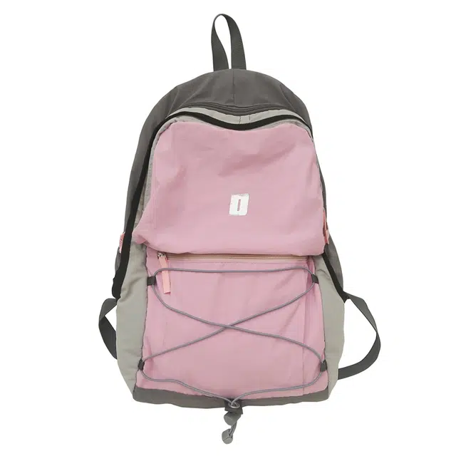 笛贝嘉 拉链开合休闲简约百搭 尼龙 双肩包 女款 粉色/绿色/紫色