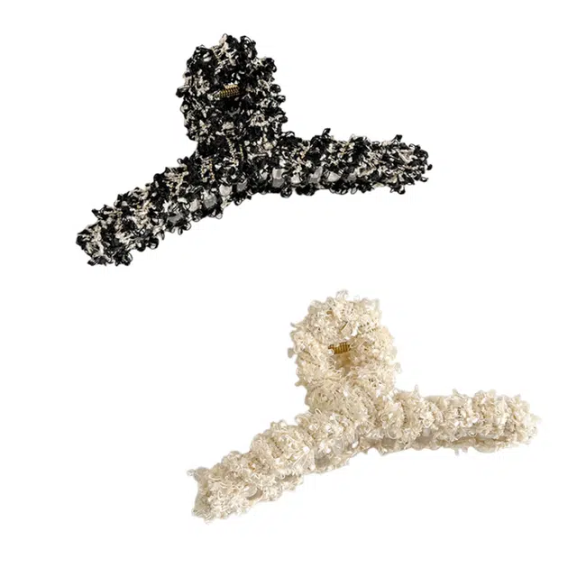 妖娆猫 小香风布艺缠绕抓夹大号盘发头饰发饰高级感鲨鱼夹女后脑勺发卡轻奢发抓 布料 发夹 女款