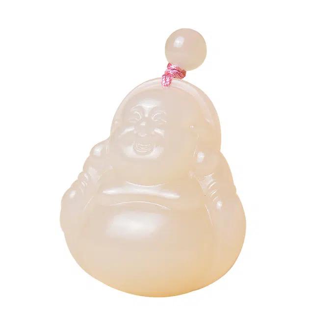 世存 新中式小众设计笑面佛公 和田玉 项链 女款 藕粉