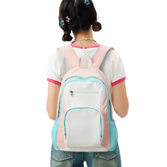 轻骑者 韩版百搭书包女高中生高颜值大学生撞色小众大容量通勤出游背包男 织物 双肩包旅行包电脑包 常规 男女同款情侣款 多色