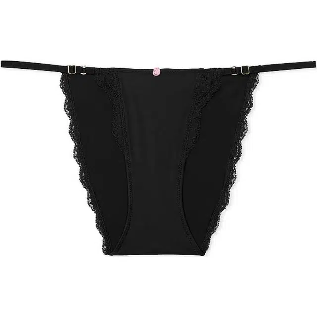 Victoria's Secret DREAM ANGELS Lace Adjustable String Bikini Panty Black 1