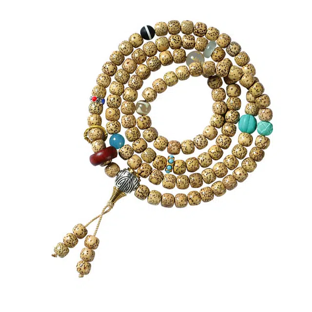 九隆古 黄籽 手持藏式多圈老型珠盘玩 文玩毛衣链 星月菩提 手串 男女同款情侣款