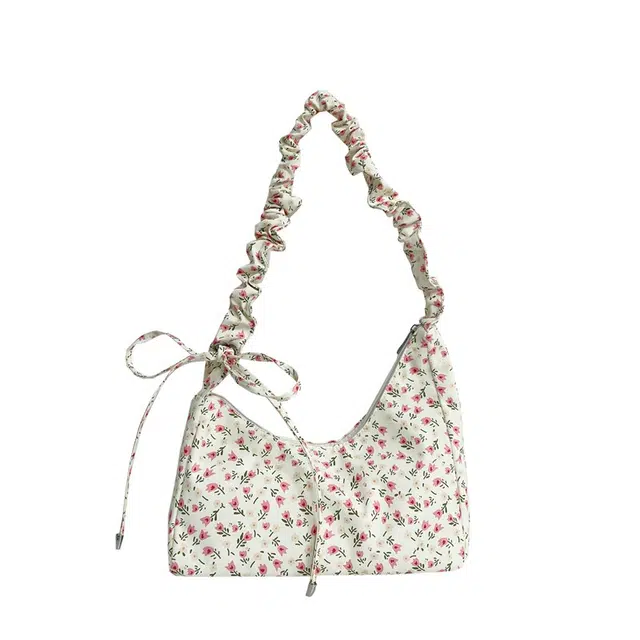 帕克熊 多巴胺百搭出行印花小众原创潮流时尚简约大方 复合布面料 单肩包 女款 米白