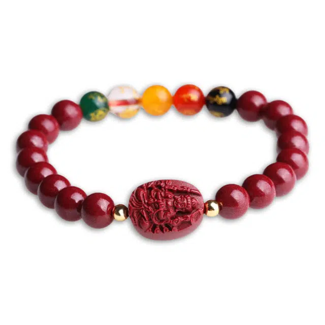 妍韵珠宝 紫金砂文玩佛珠转运珠 五路财神属鼠千手观音菩萨 再造辰砂朱砂 玉石手串 男女同款情侣款