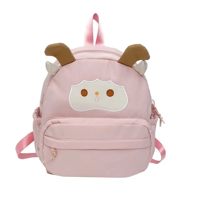 行途 可爱卡通小羊双肩包小清新少女心百搭学生大容量收纳书包 尼龙 女款 粉色/白色/绿色/黄色