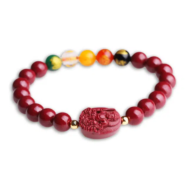 妍韵珠宝 紫金砂文玩佛珠转运珠 五路财神属兔文殊菩萨 再造辰砂朱砂 玉石手串 男女同款情侣款