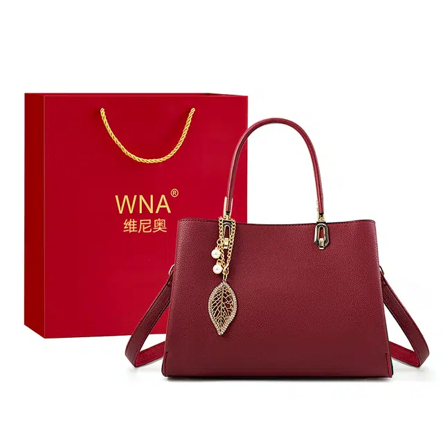 维尼奥 高级感优雅大气简约复古 合成革 手提包 女款 红色