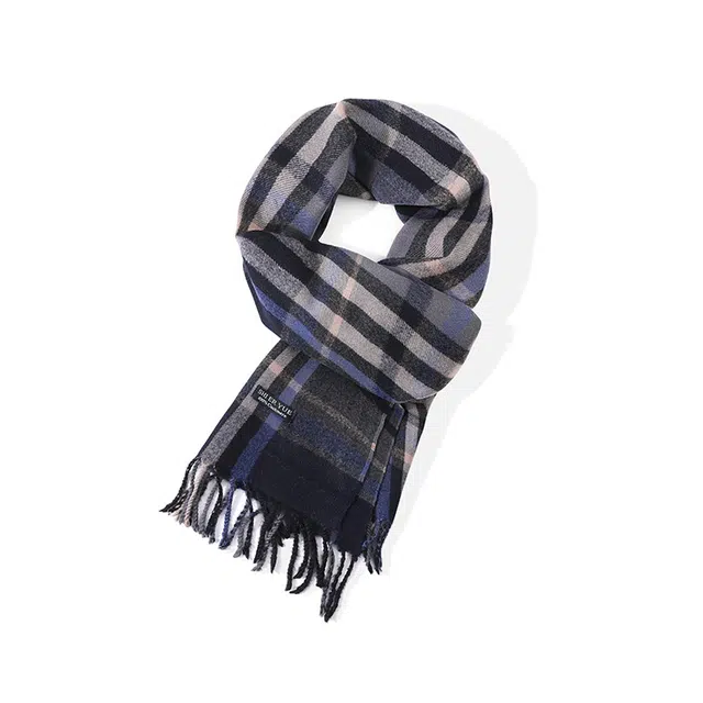 木林森 英伦格黑白双面 绒线围巾 男女同款情侣款