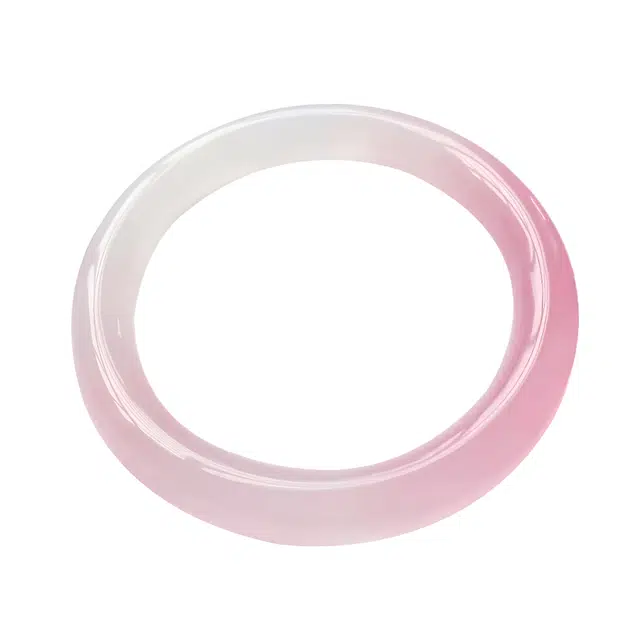 赛菲尔 水蜜桃粉叮当镯 新中式白加粉圆条少女美人渐变简约时尚百搭 玉髓 手镯 男女同款情侣款