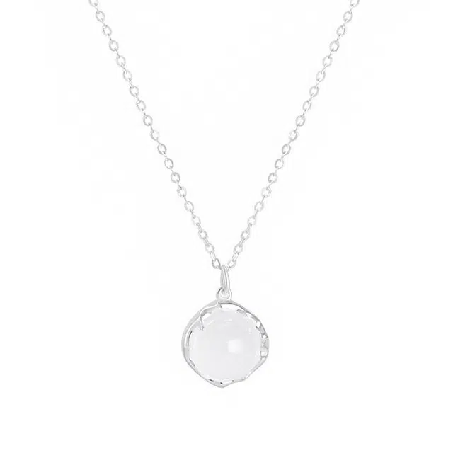 周百福 连荔枝 新中式国潮简约时尚百搭光面立体不规则圆形清透锁骨链连荔枝 玉髓 项链 男女同款情侣款