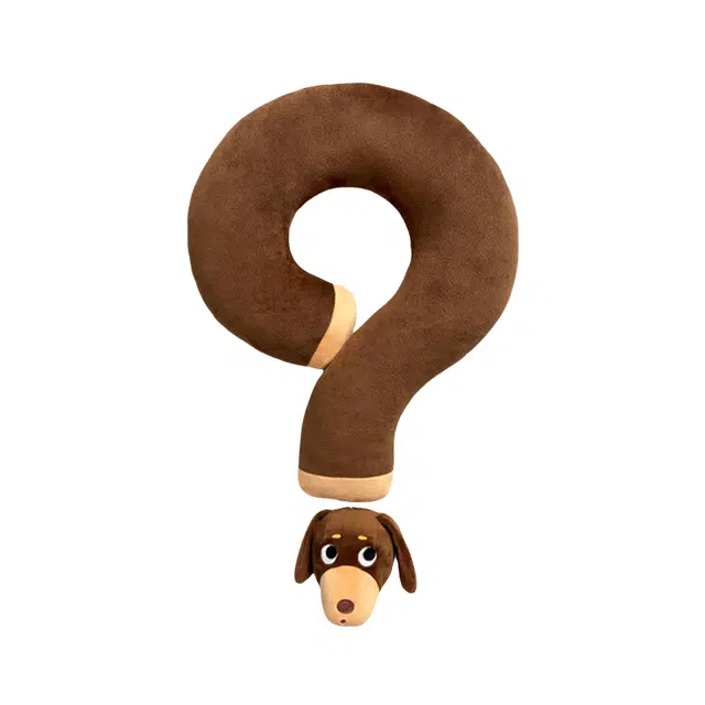 皮皮豆 腊肠狗问号颈枕 可爱创意拽猪可抽拉趣味 玩偶周边