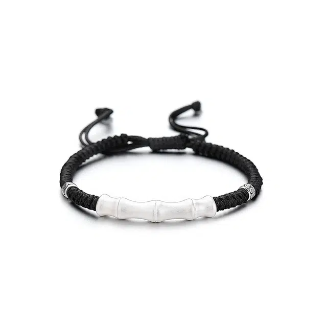 心草  节节高升 竹节新中式国潮复古小众设计手饰 民族风优雅简约编织绳 足银 手链 女款